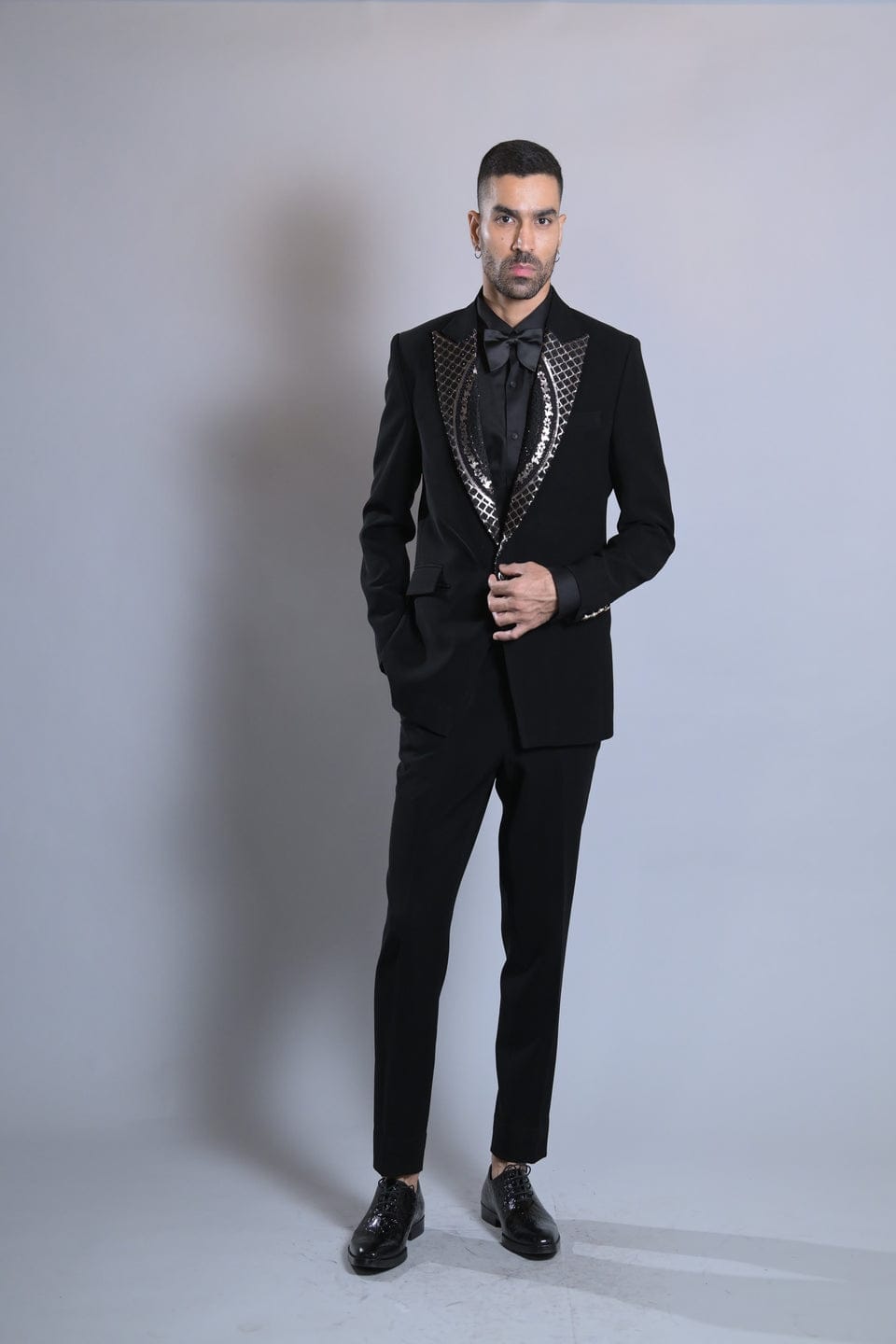 Black Beaded Lapel Tuxedo Set