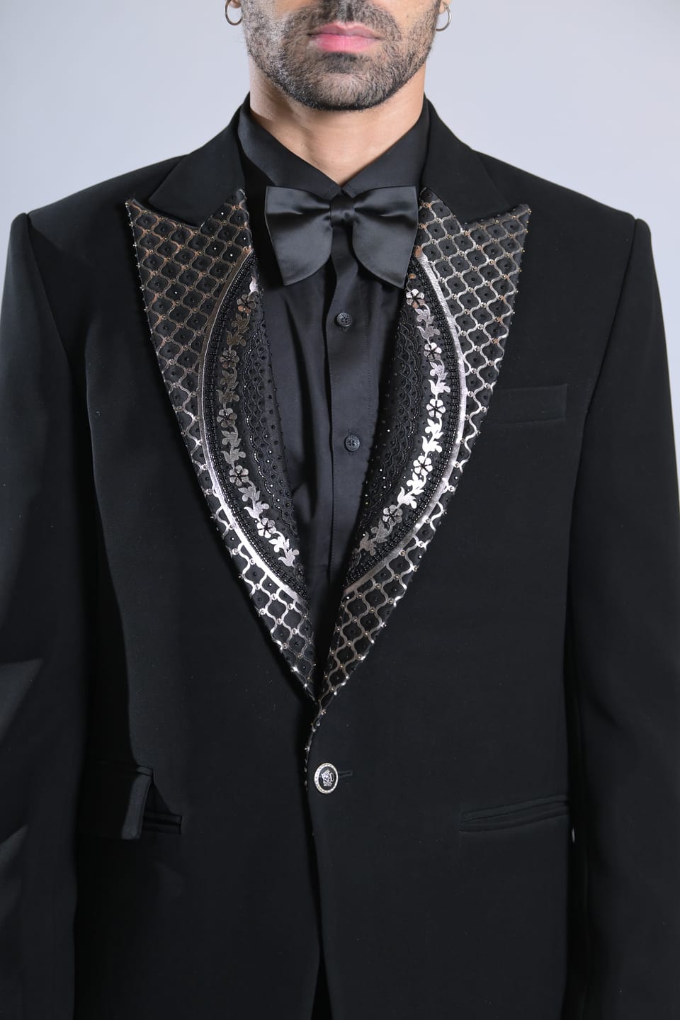 Black Beaded Lapel Tuxedo Set