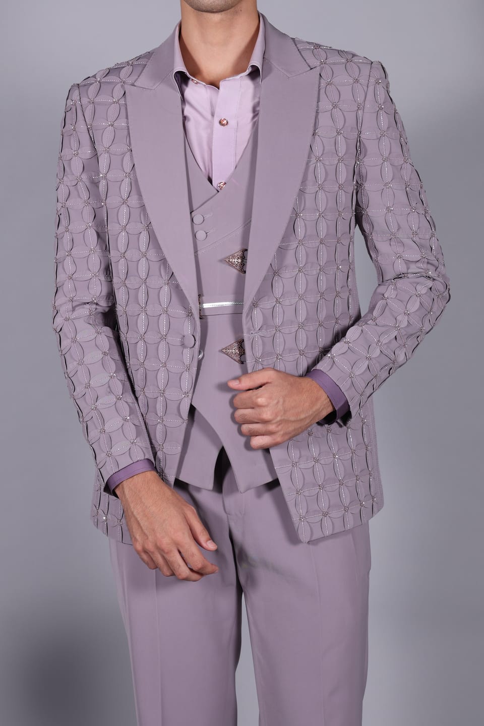 Wisteria Purple Floral Detailing Suit