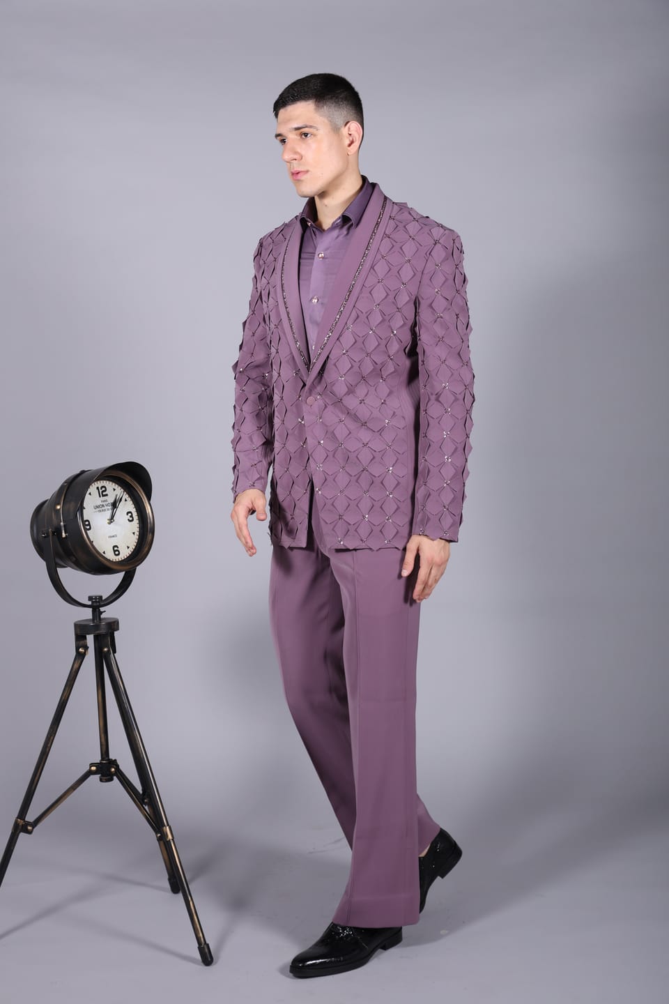 Damson Purple Floral Detailing Suit