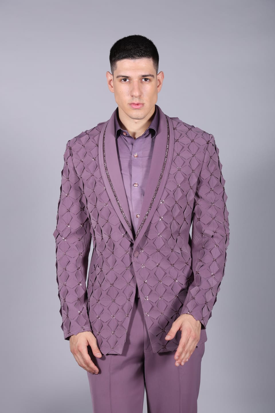 Damson Purple Floral Detailing Suit