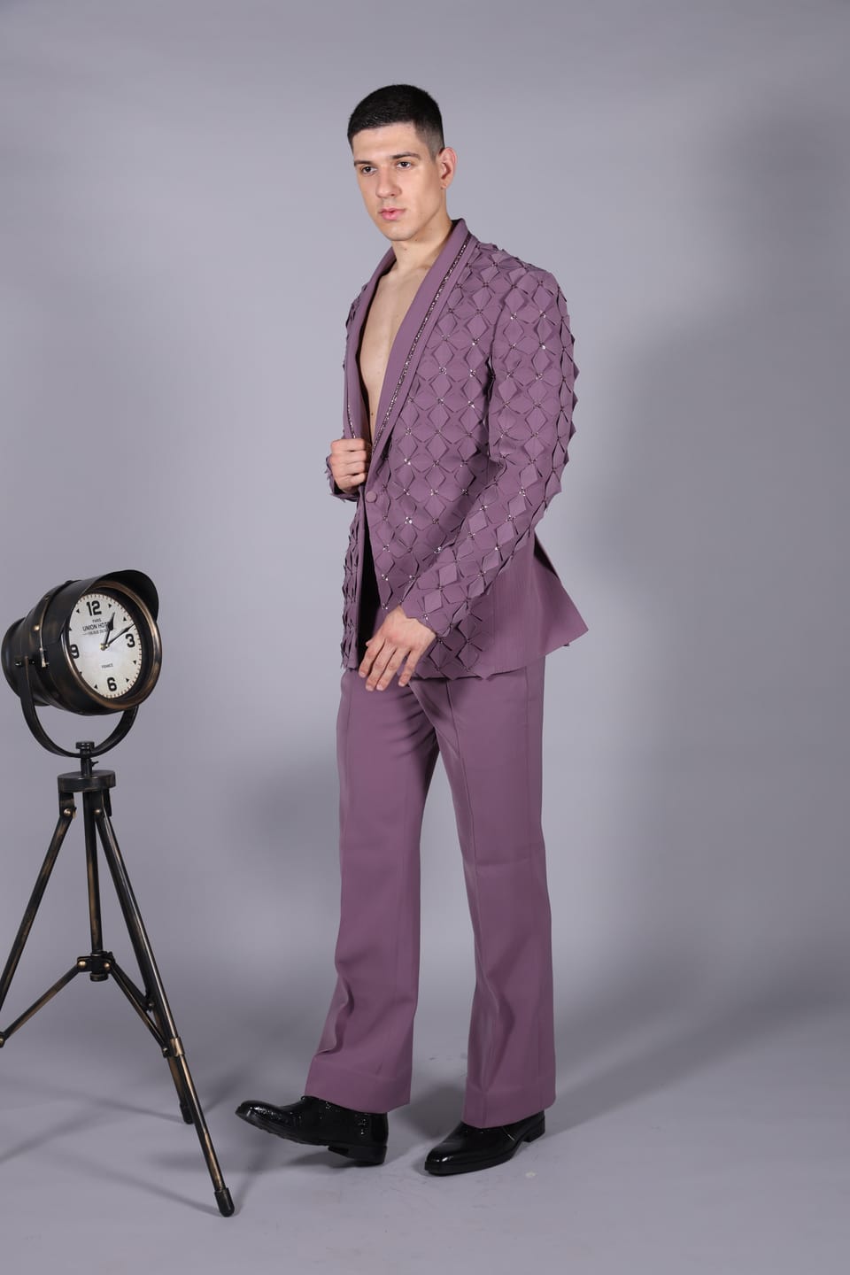 Damson Purple Floral Detailing Suit