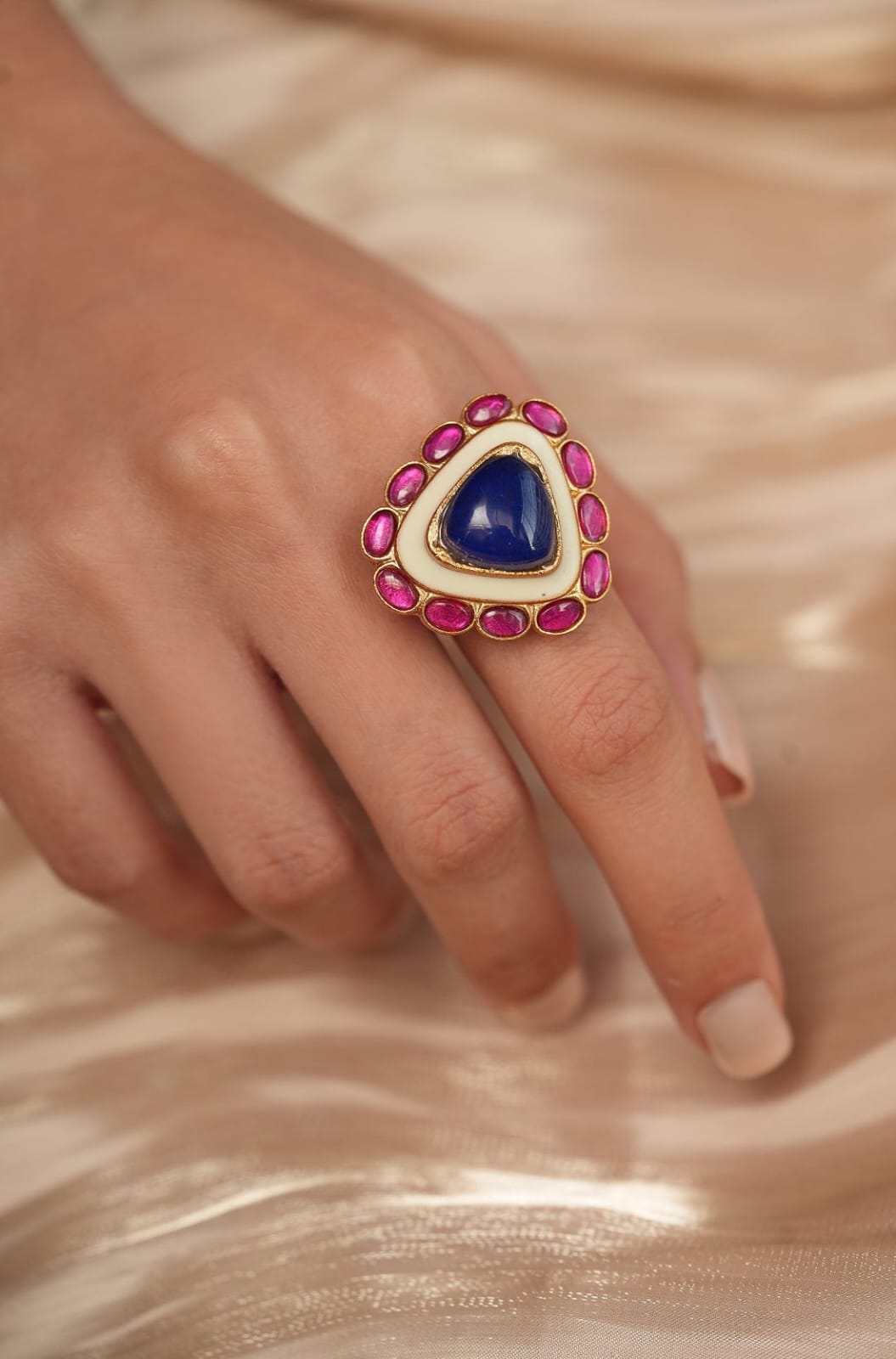 Blue Mirage Triangle Ring