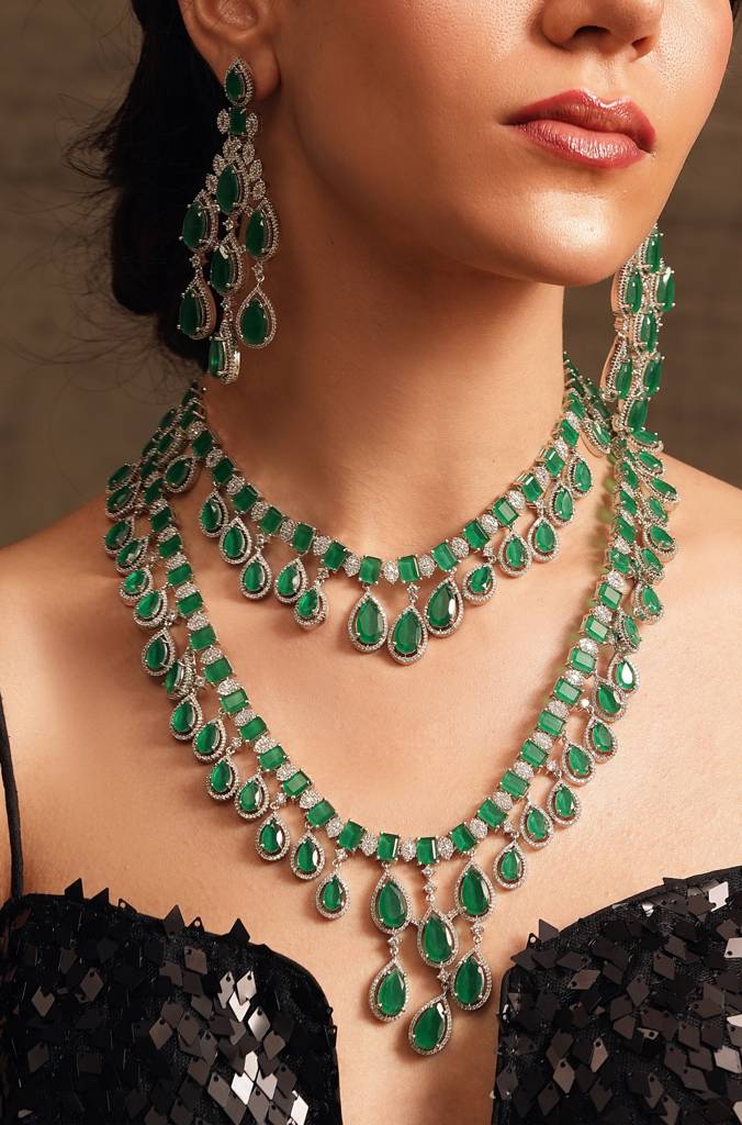 Emerald Layered Necklace Set