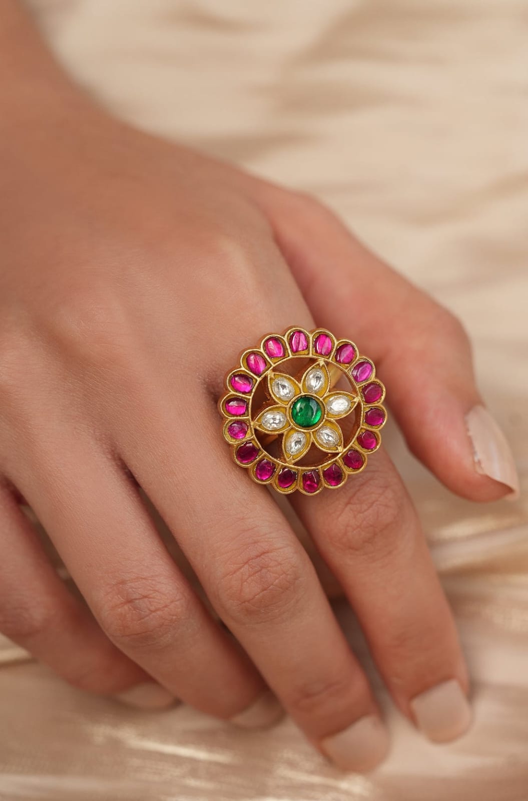 Polki Flower Ring