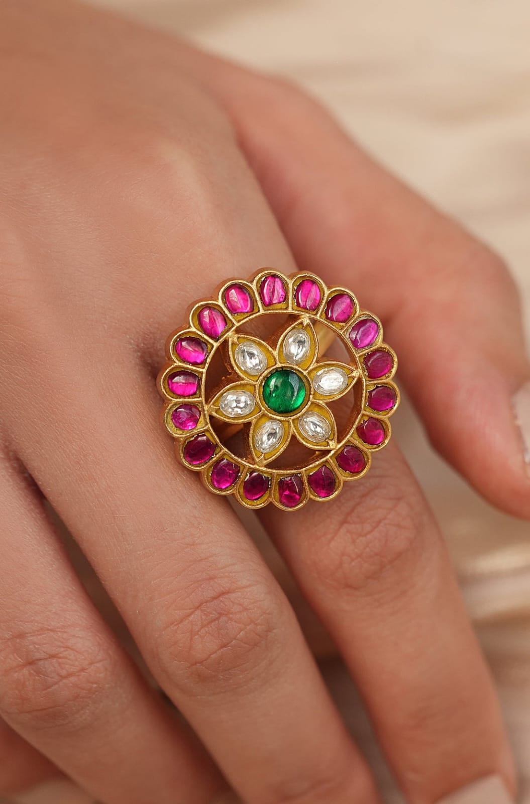 Polki Flower Ring