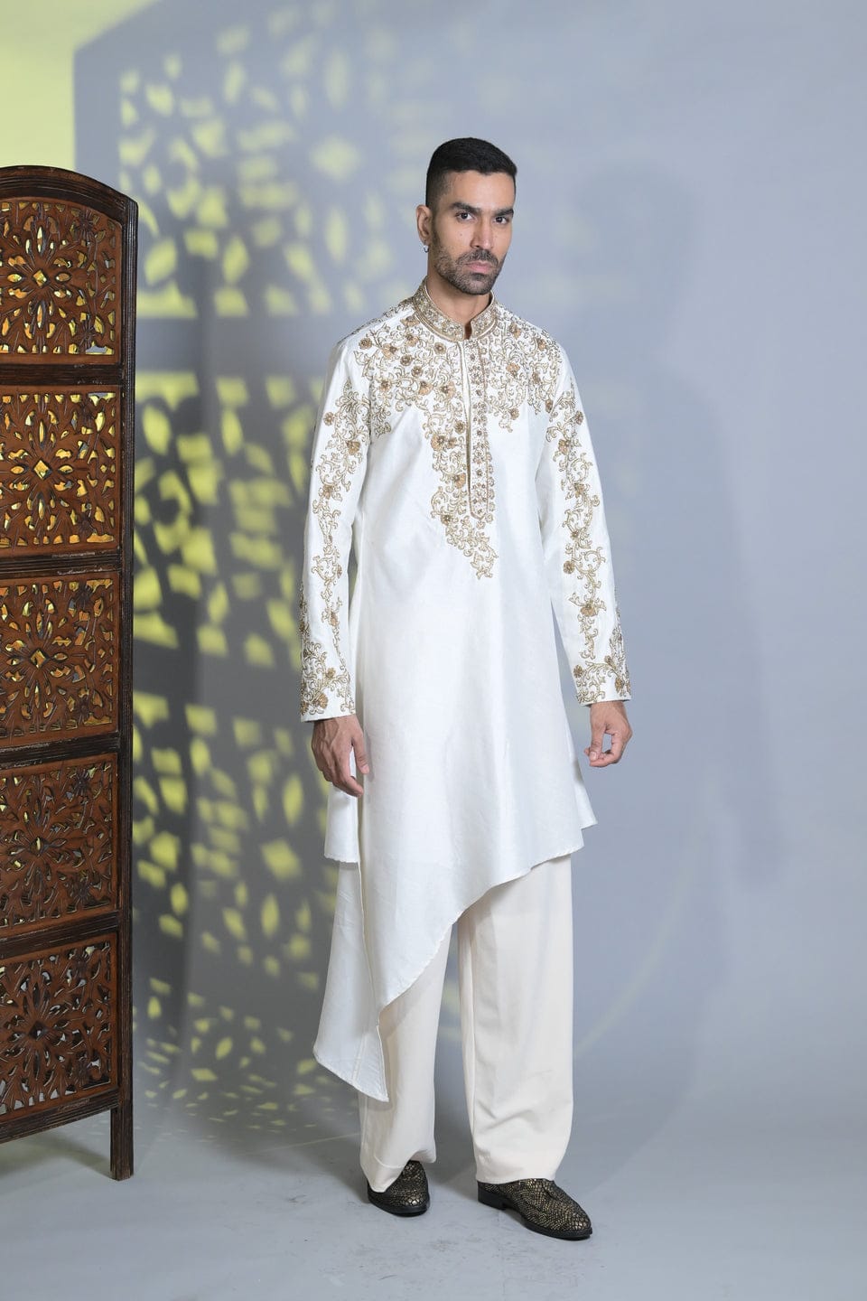 Diagonal Drape Kurta Set