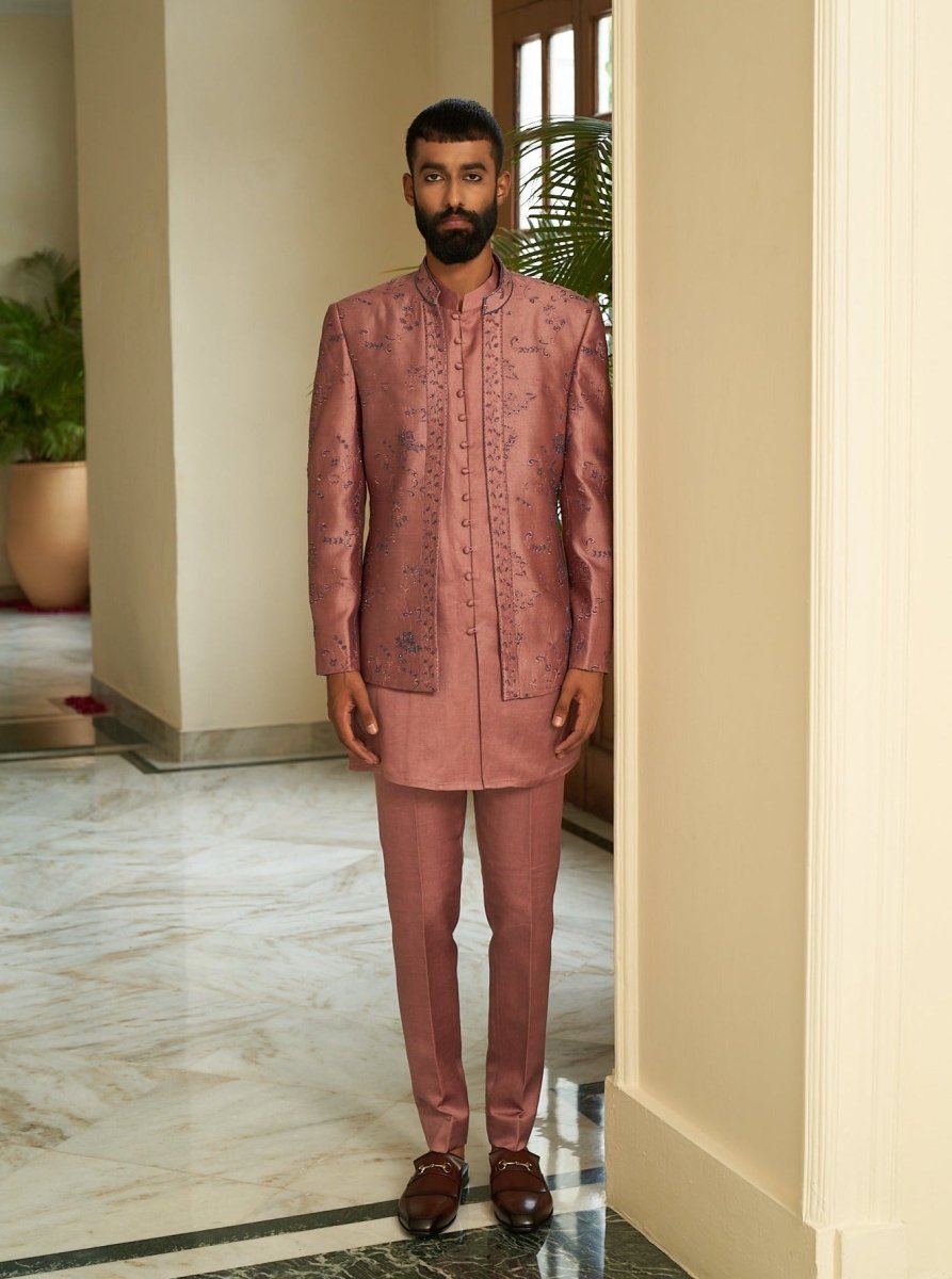 Deep Rose Jacket Set | Pink Jacket Set for Men | Contrast by Parth – B ...