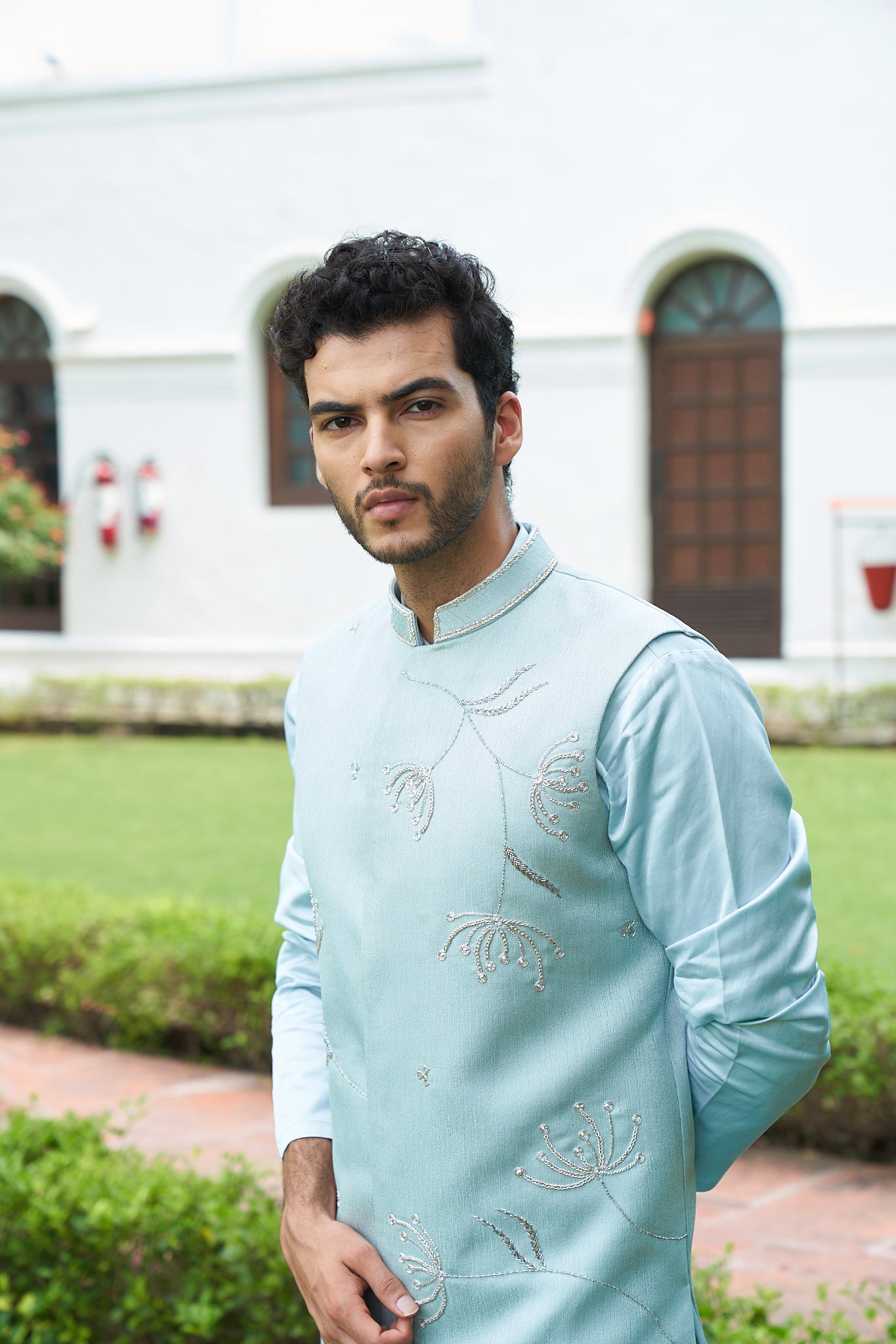 Light blue nehru on sale jacket