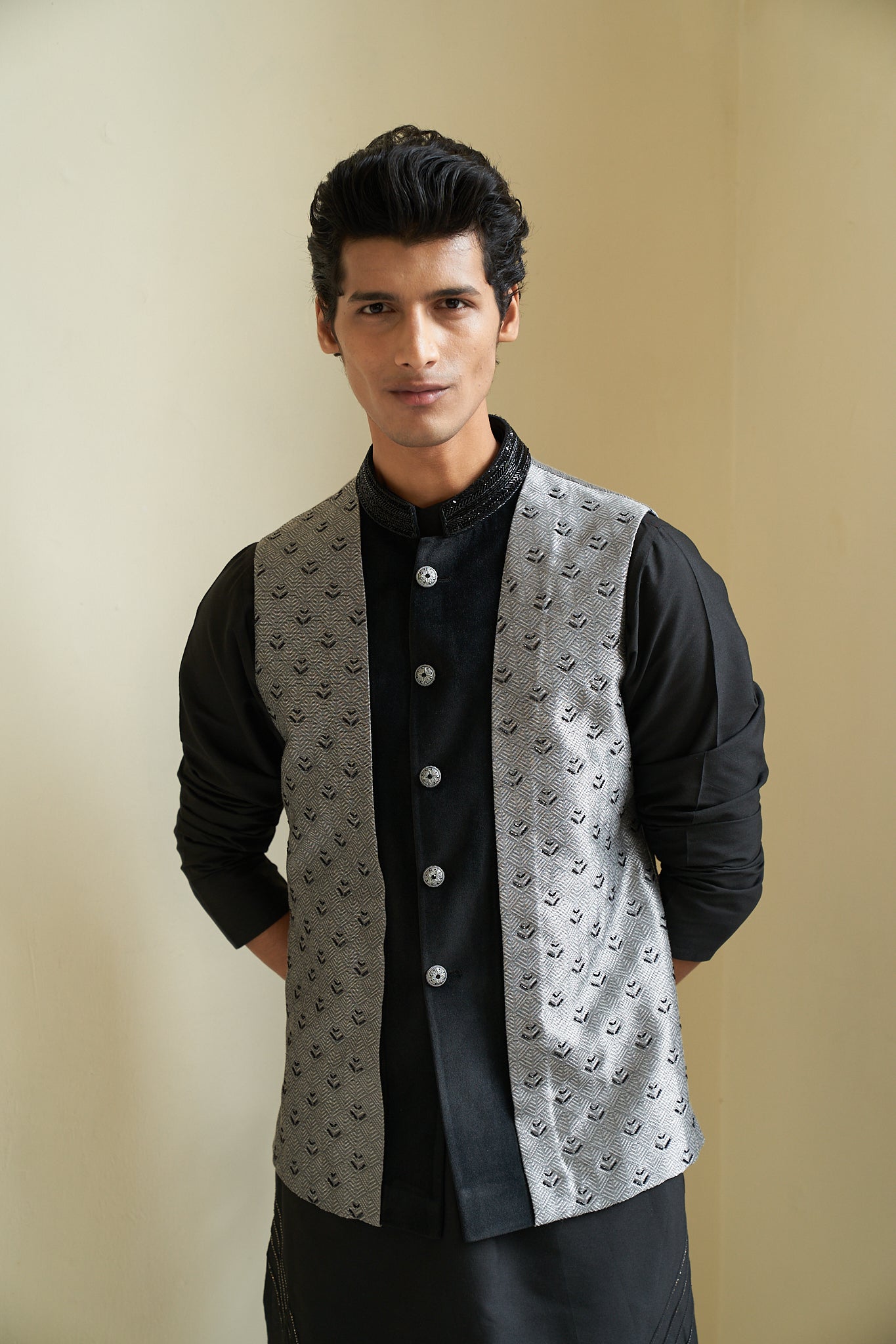 Buy online Black Cotton Nehru Jacket from Jackets for Men by Veera  Paridhaan for ₹1040 at 66% off | 2024 Limeroad.com