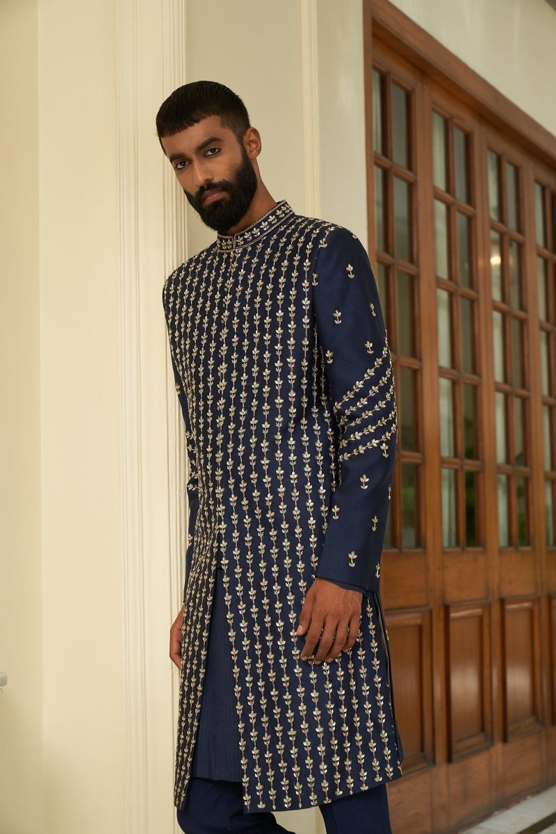 SUFI BLUE SHERWANI SET
