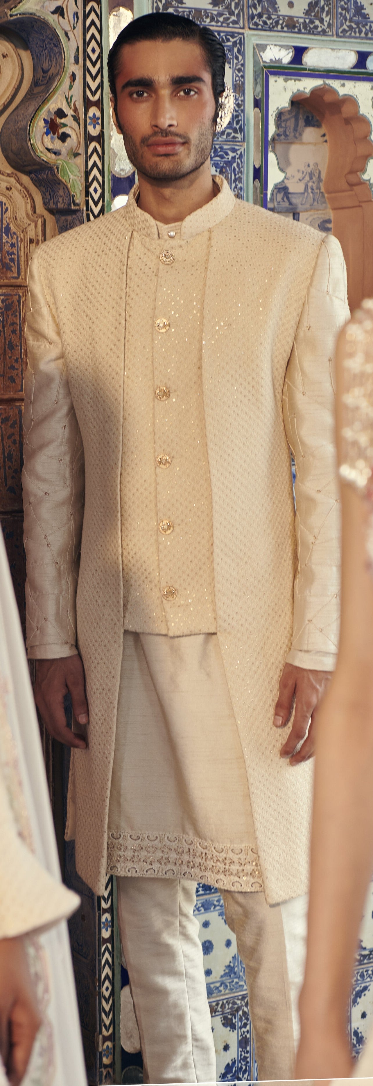 Beige Gold Jacket Set