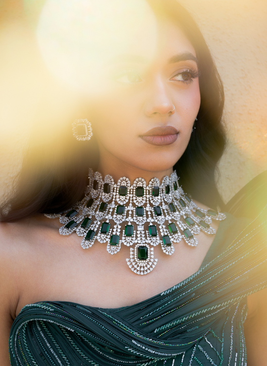 B Anu Designs Kiara Emerald Jewelry Set
