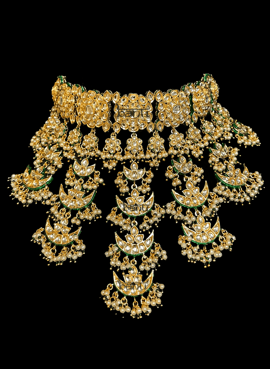 Load image into Gallery viewer, Neerja - Bridal Choker w/ Long Necklace, Earrings of Kundan for Indian Brides
