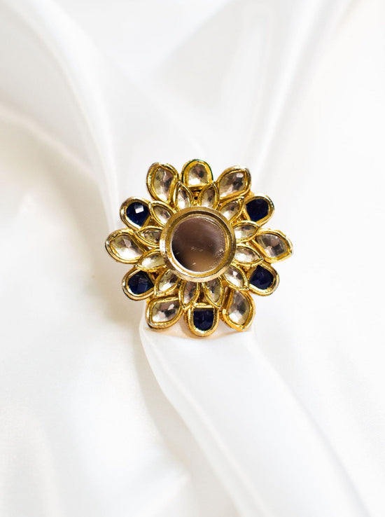 Load image into Gallery viewer, Black Finger Ring for Women - Indian Kundan Jewelry
