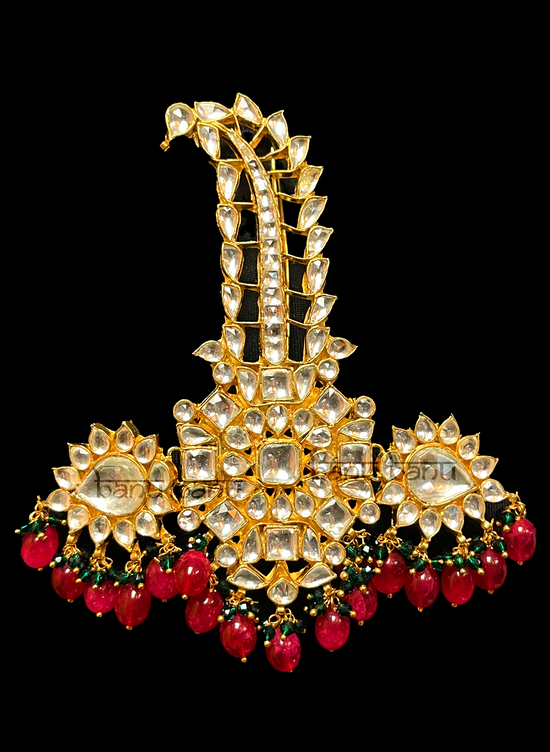 Ruby Pagri Kalgi jewelry for men with CZ gems