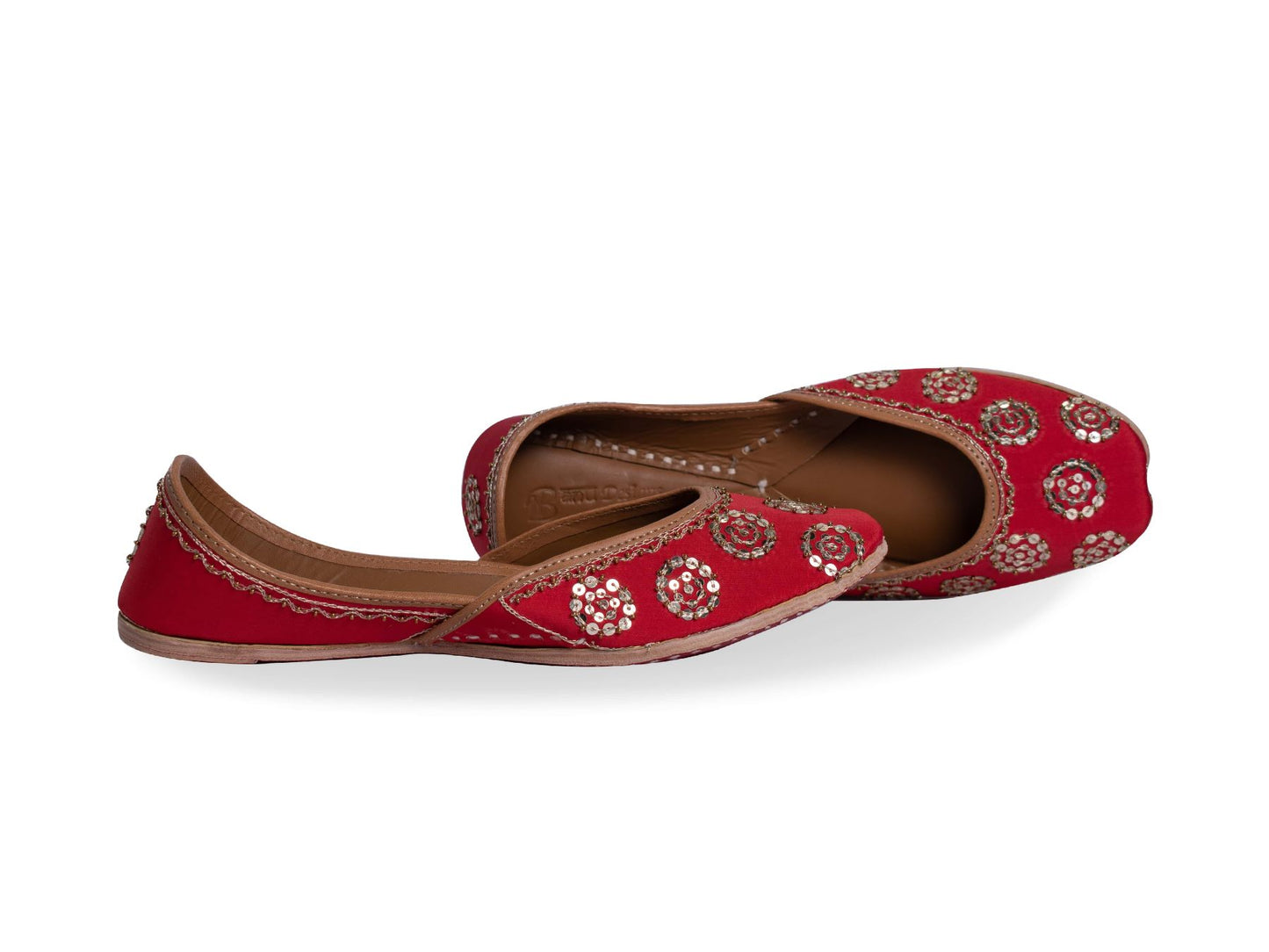  Red Punjabi Designer Jutti for ladies with sequin embroidery