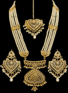 Kaza - Modern Indian Bridal Jewelry w/ Long Jadau pearl necklace & pendant