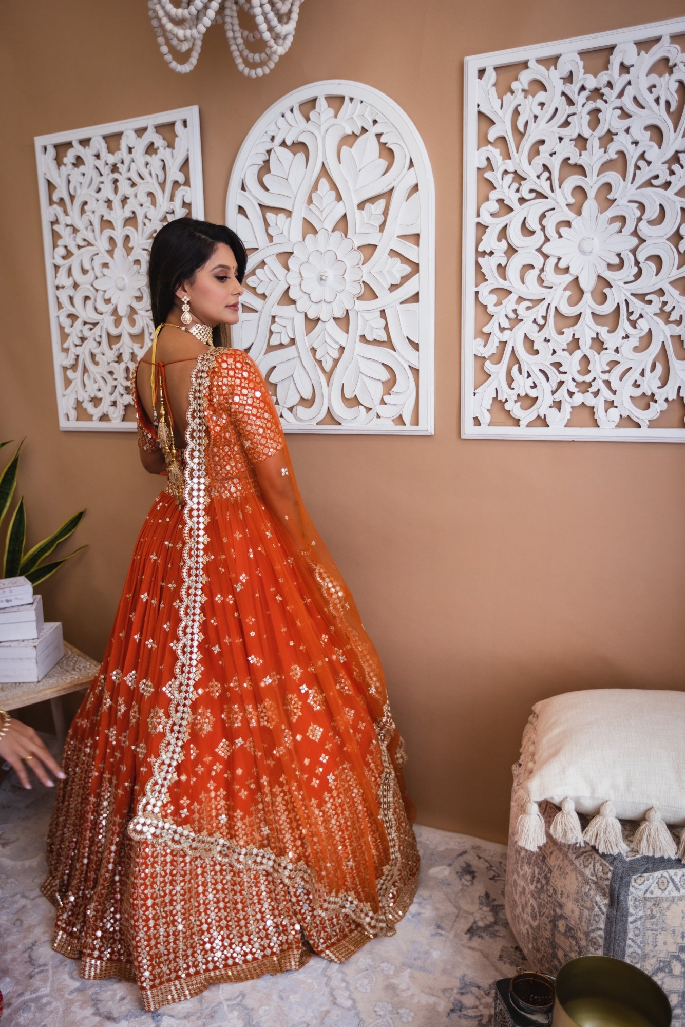 This Bride Stunned Everyone Wearing A Burnt Orange Hued Lehenga By Anita  Dongre On Her Wedding