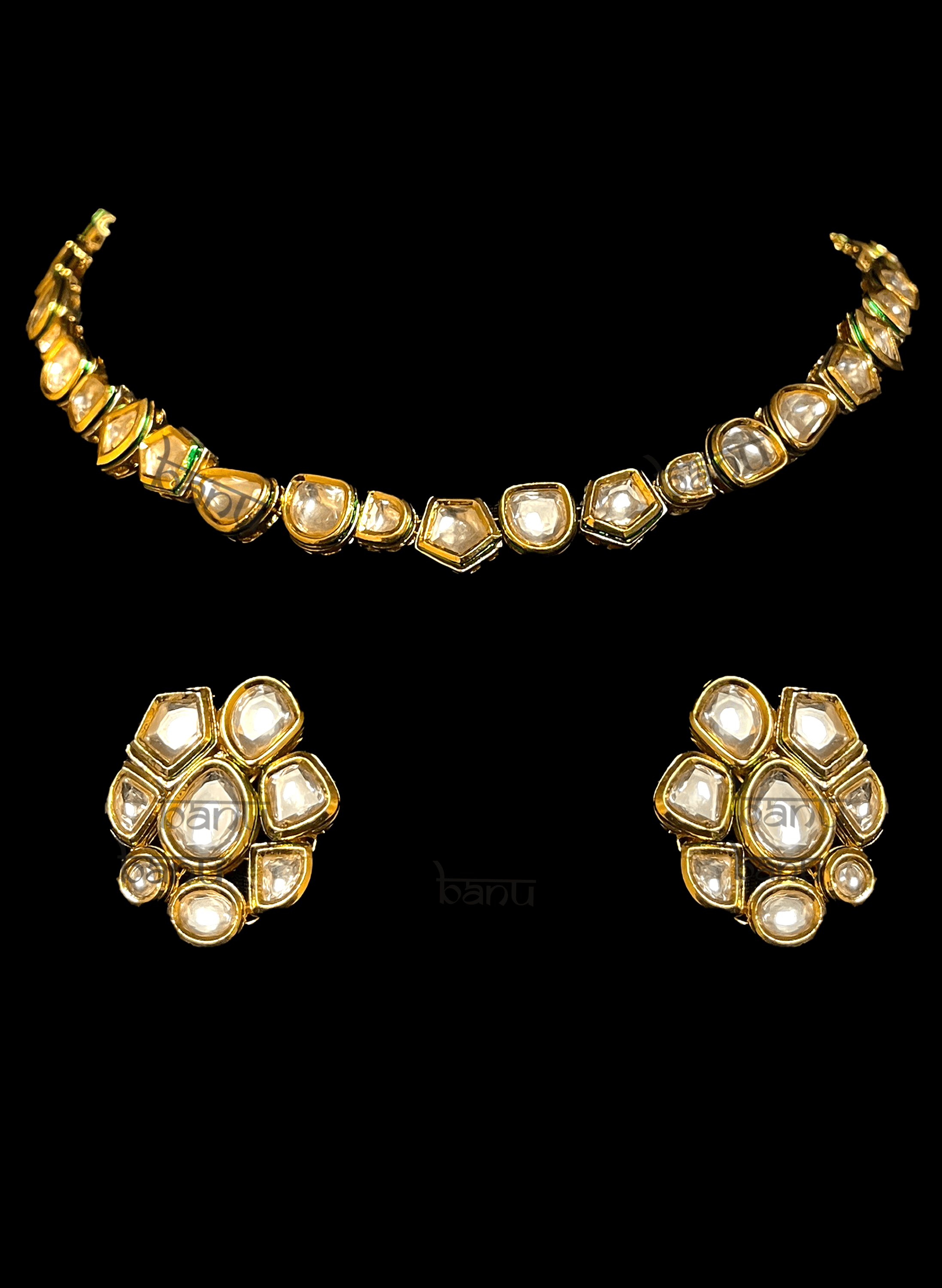 Triti - Modern Brides Kundan set with asymmetric design stone setting