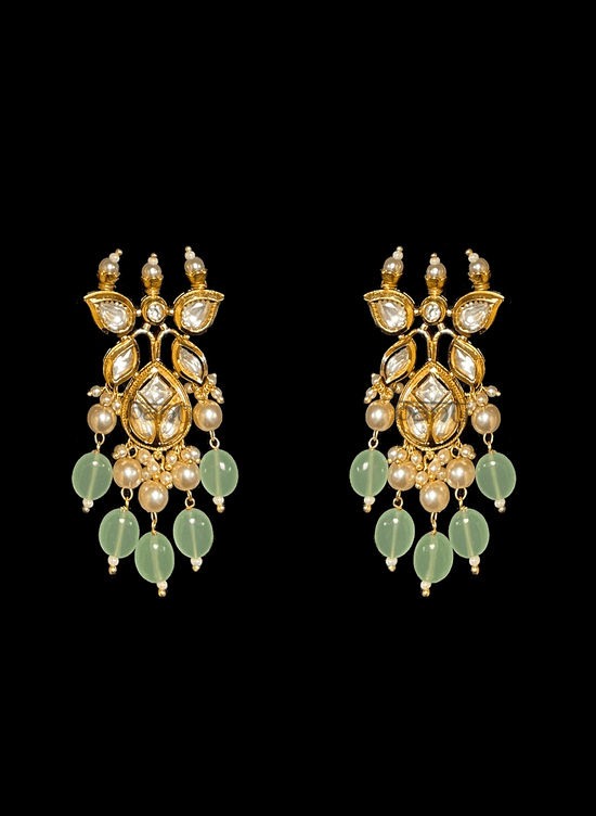 Nadan - Indian Modern Bridal Choker w/ Green Meenakari, Kundan & Pearls