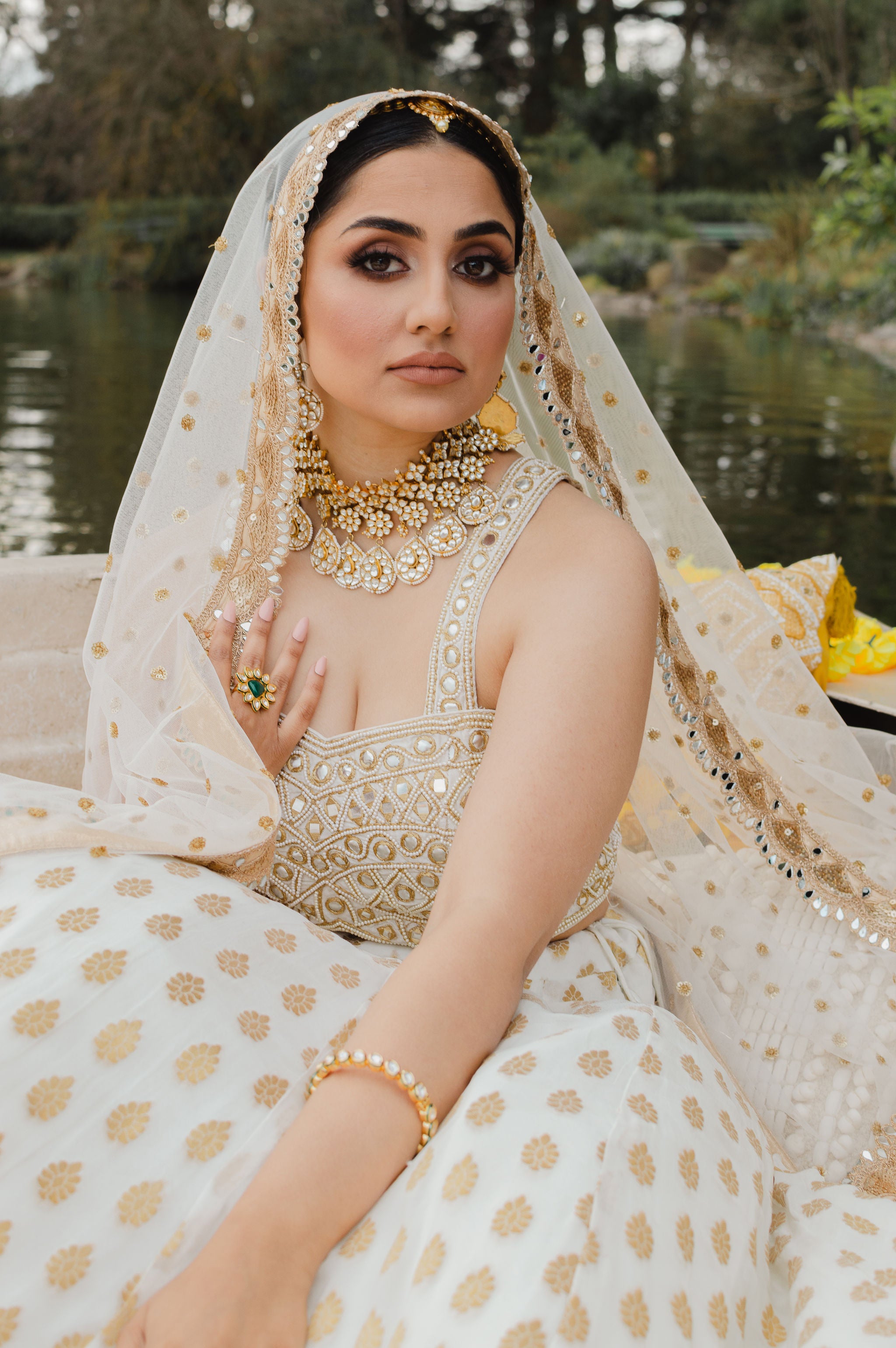 Indian bridal look in offbeat white lehenga | Beautiful indian brides,  Indian bridal, Bridal looks