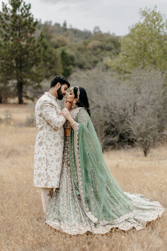 Load image into Gallery viewer, Mint Green Bridal Lehenga
