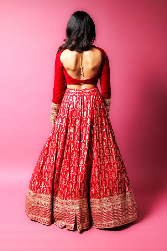 Avni Red Lengha