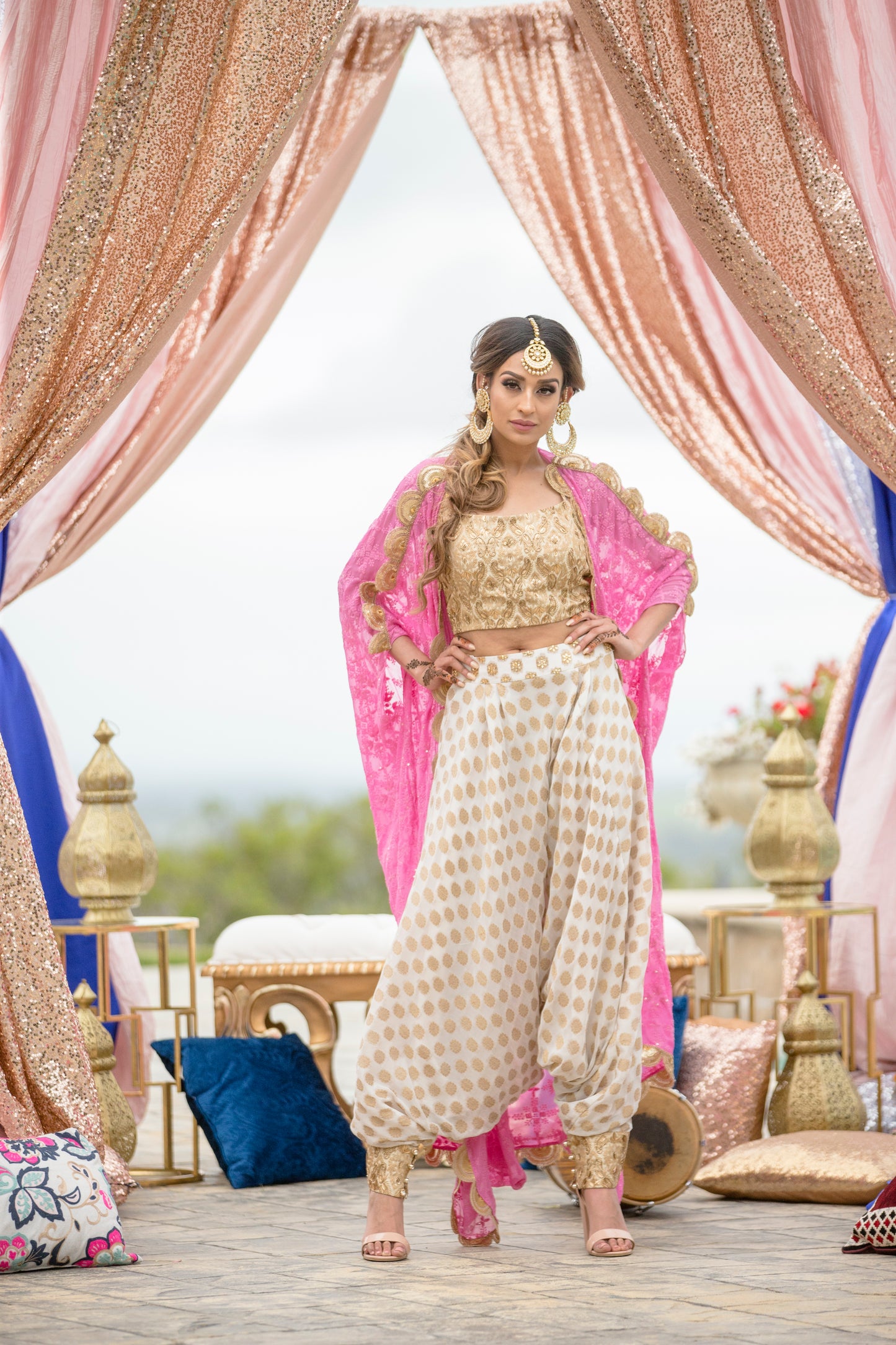 Buy Pastel Green Dhoti And Crop Top Suit In Chiffon With Long Sleeves  Sequins Embellished Jacket Online - Kalki Fashion