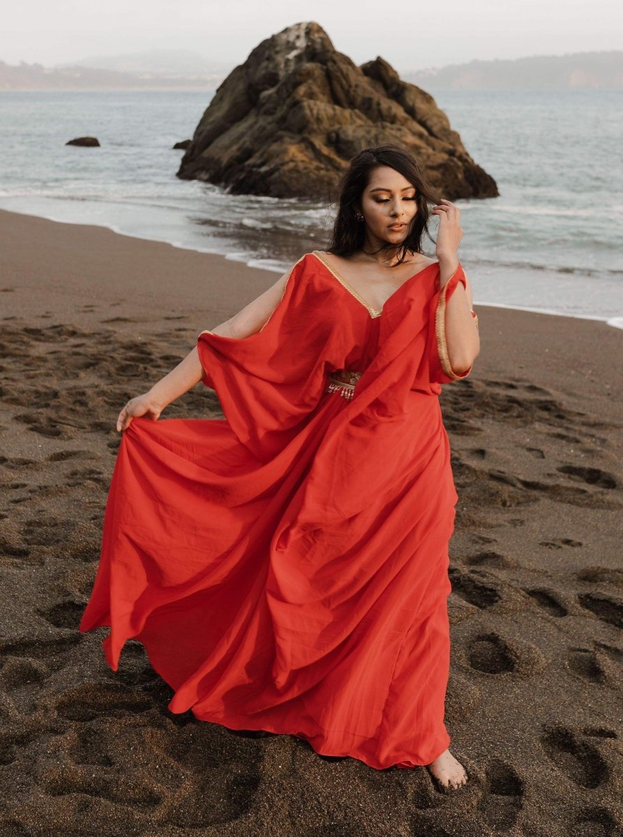 red kaftan dress Helena Kaftan Maxi Dress Off Shoulder | Red Burgundy Kaftan Dress | Beach Wedding Guest Dress