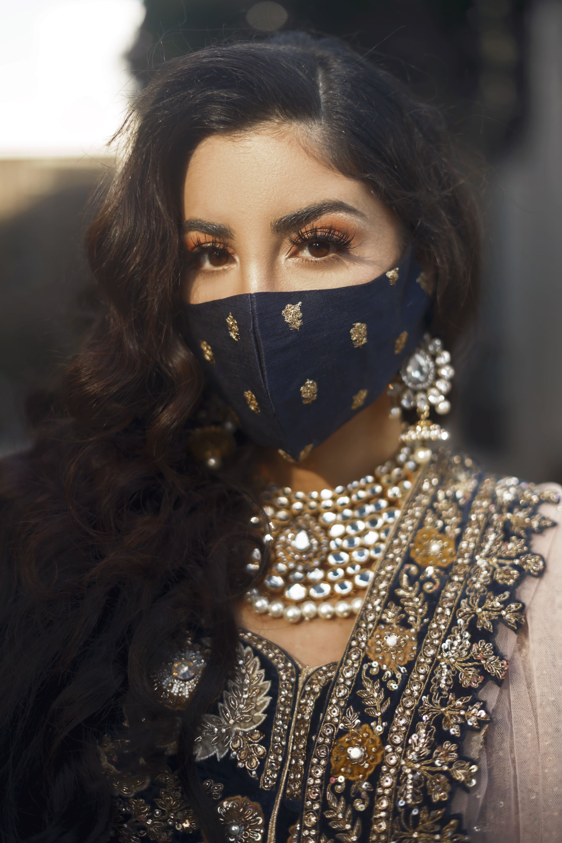 Lehenga Navy Blue Bridal Jewelry Navy Blue Wedding Necklace Set