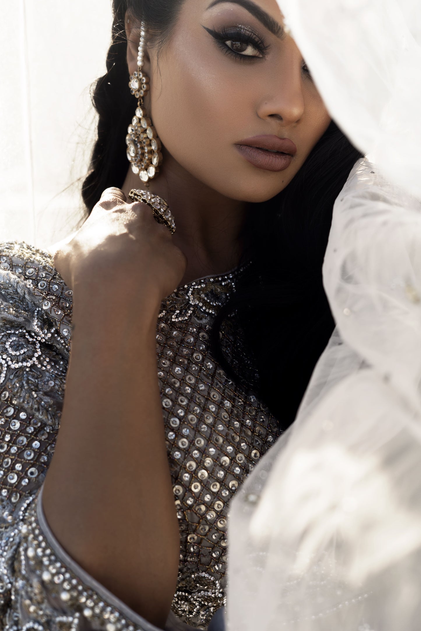 Grey Organza Bridal Lehenga