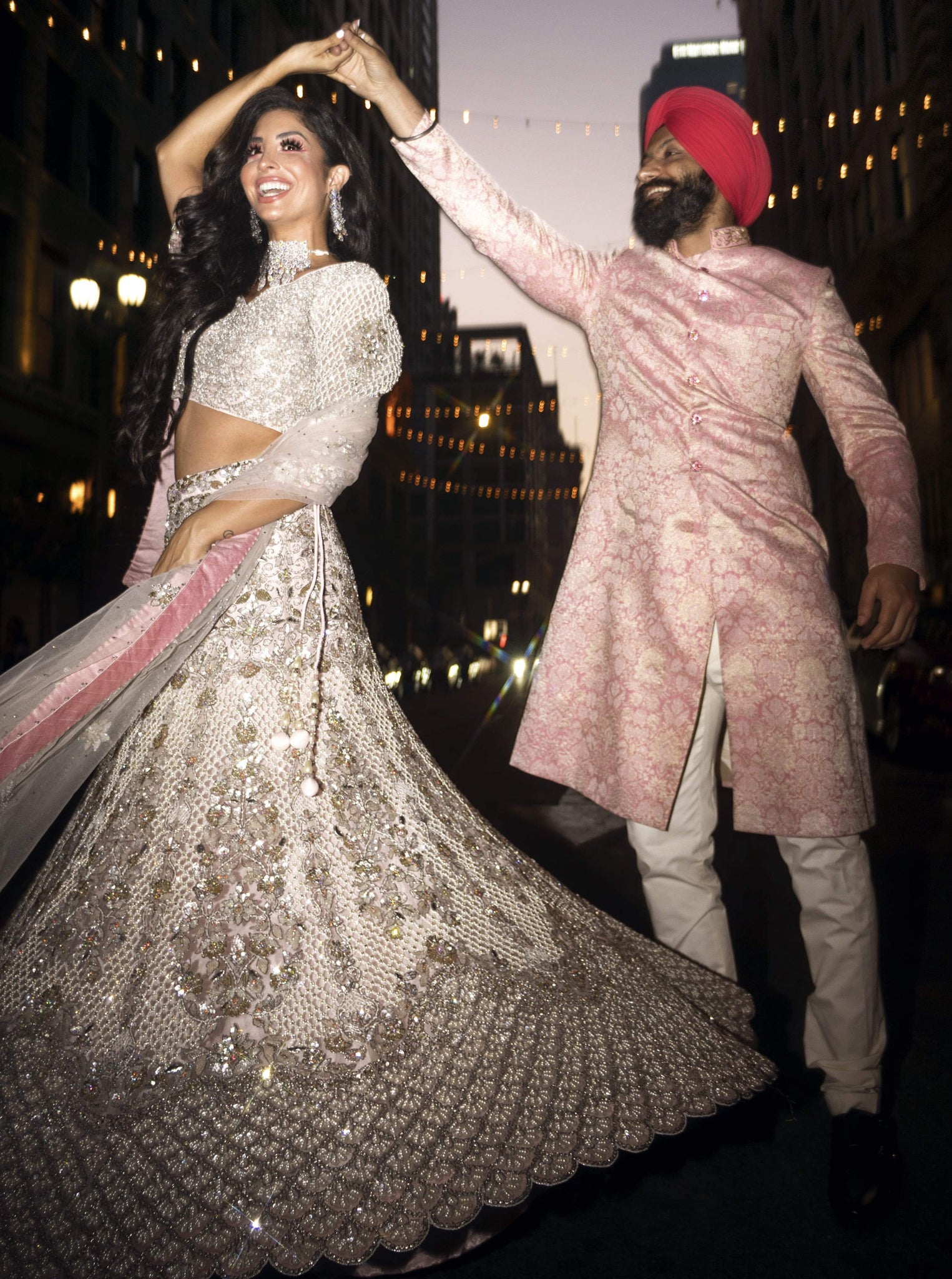 Sherwani Set for Groom: Pink Gold Wedding Outfit for men – B Anu