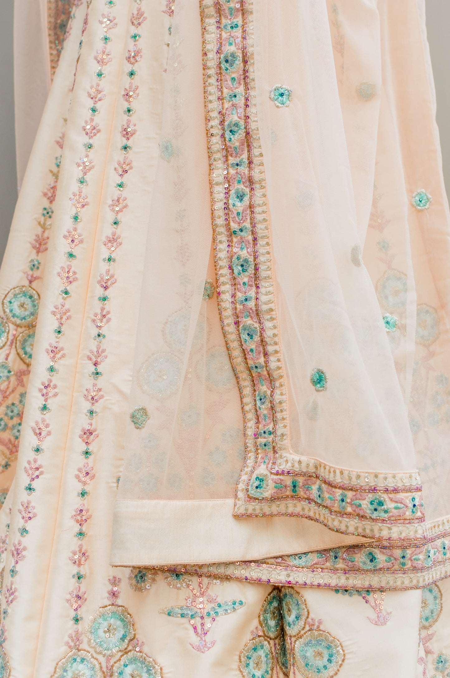 Load image into Gallery viewer, Pastel Resham embroidery w/ sequin &amp;amp; beadwork
