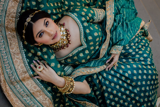 Load image into Gallery viewer, Stunning teal green lehenga
