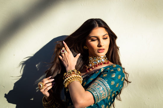 Luxurious bridal set of kundans & Ruby