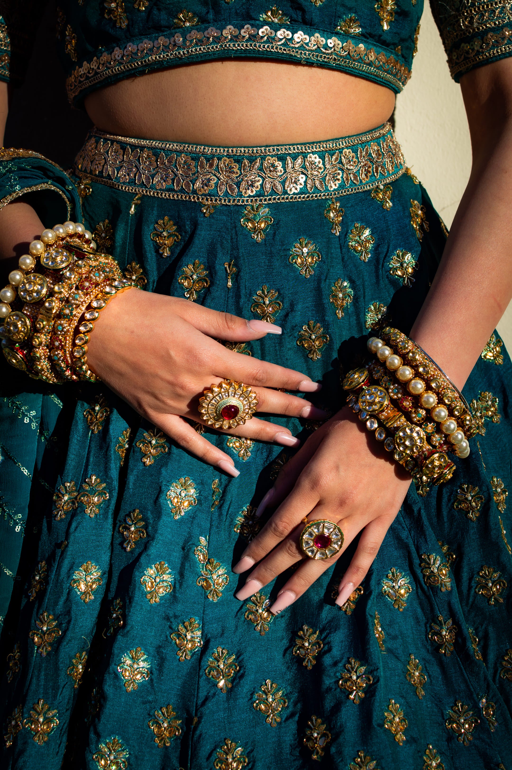Sequin lehenga in teal green color for indian women abroad