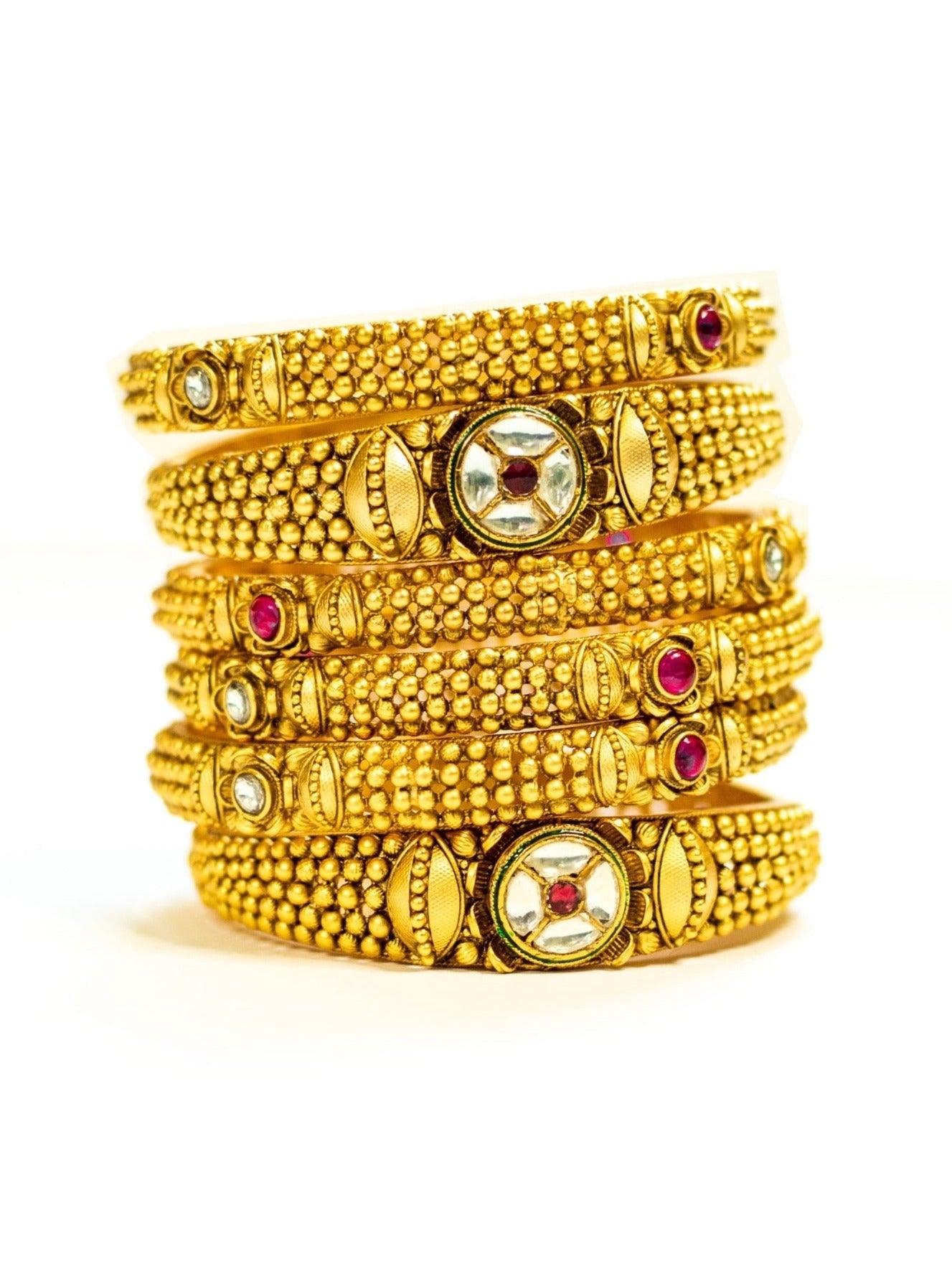 Load image into Gallery viewer, Rajasthani Bridal Jewelry - Wedding gold bangles for women
