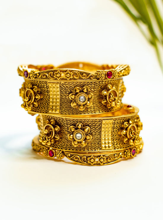 Indian Kada Bracelet Bangle - Ruby bangles gold