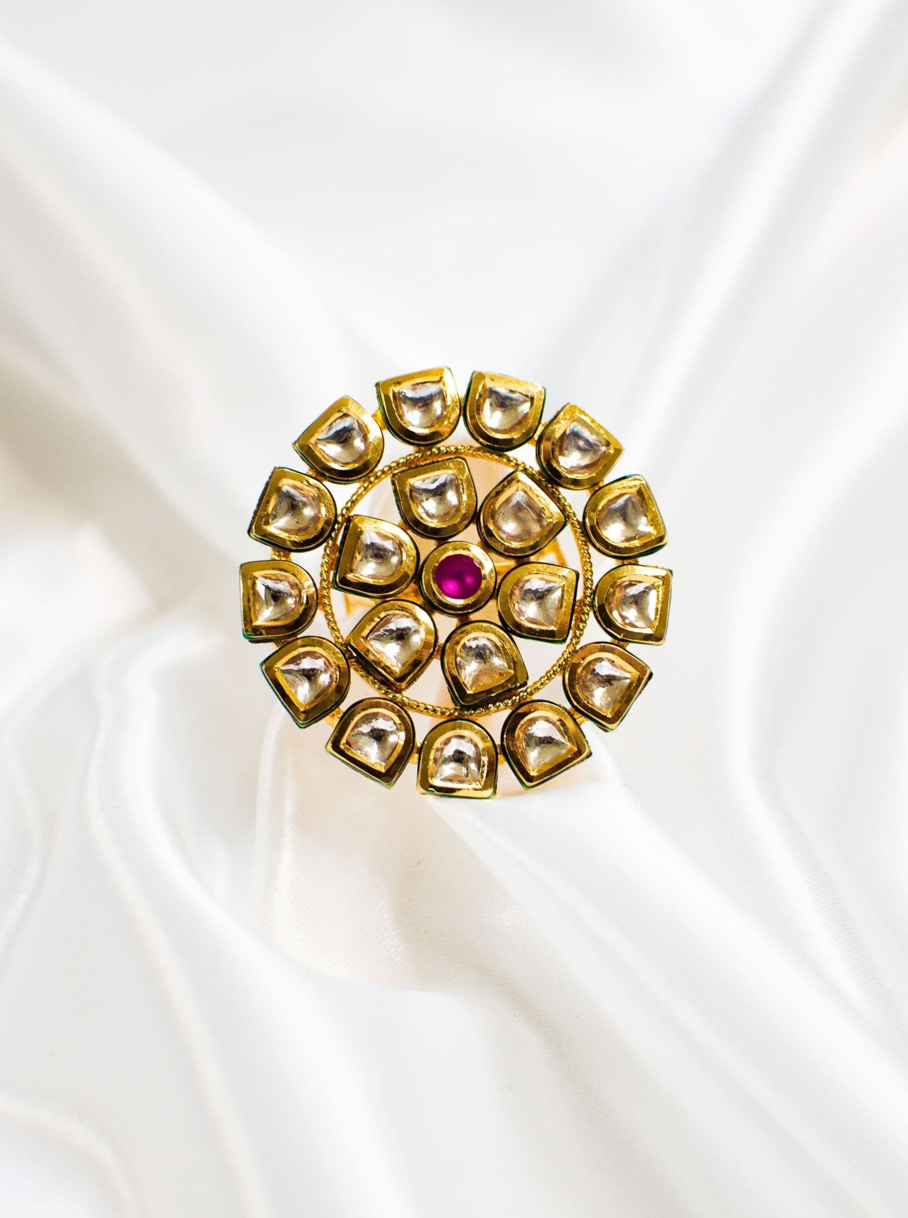 Precious gemstone & Kundan finger ring