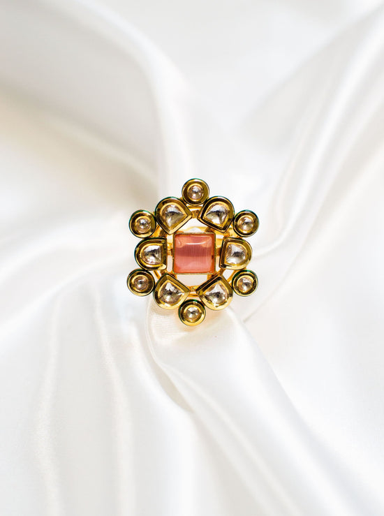 Load image into Gallery viewer, Pink Kundan ring for Indian women
