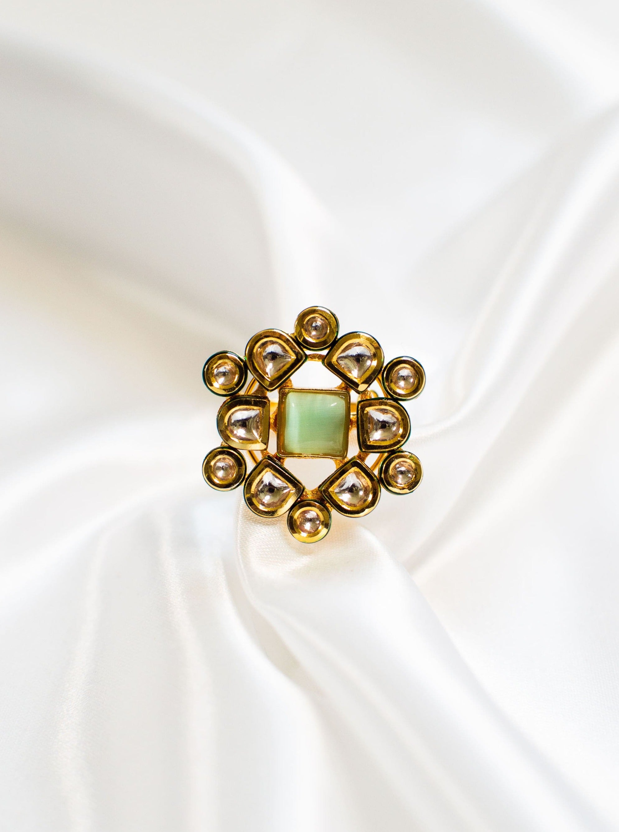 Turquoise onyx ring with Kundan gemstone for ladies