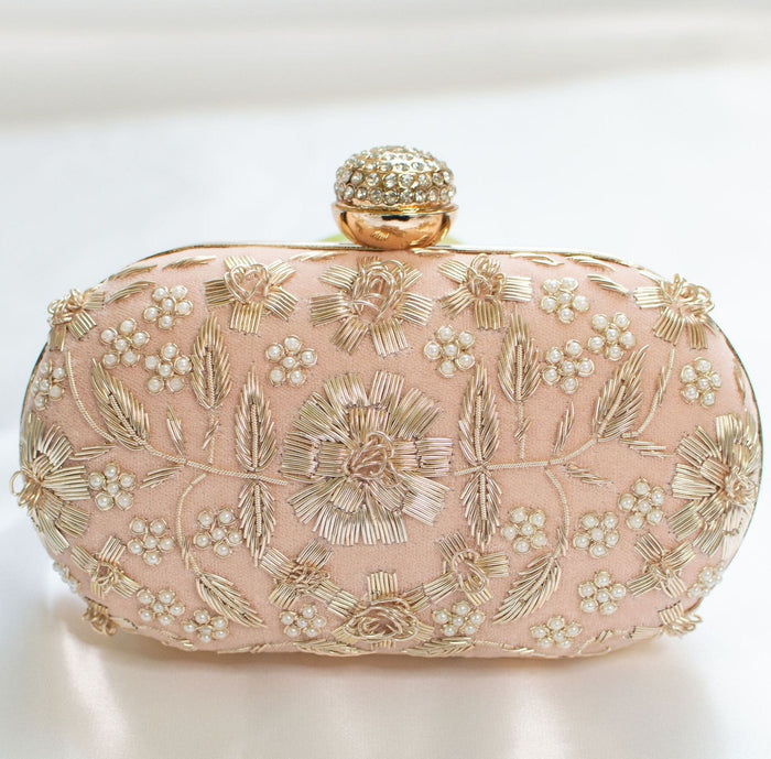 Peach clutch - ladies evening purse for weddings