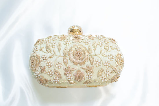 Evening Clutch bag for Ladies - Pearl & Zardozi embroidery 