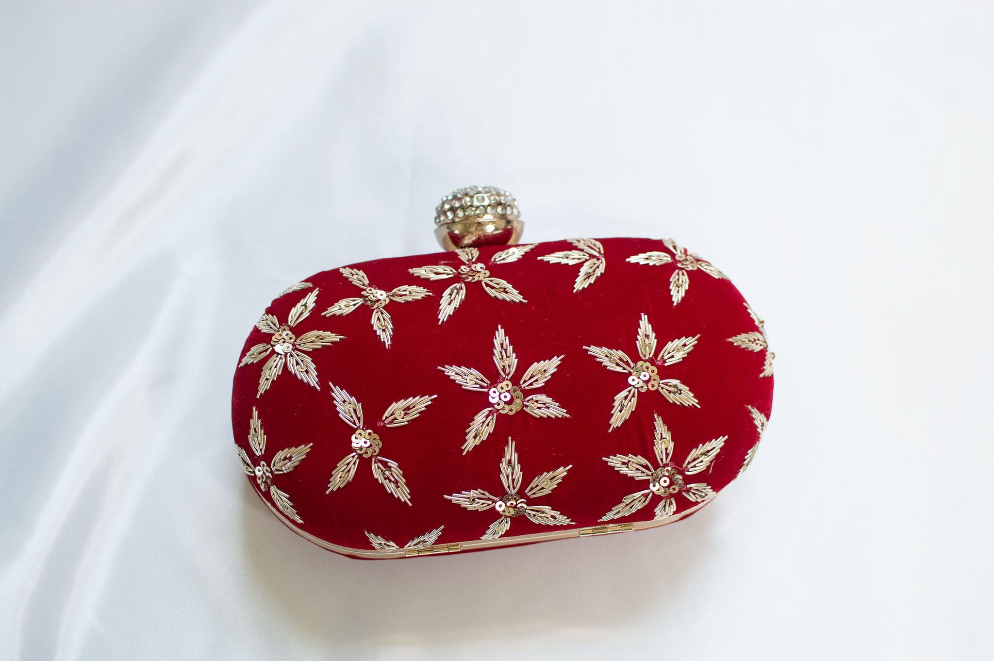 Red Velvet Woven Clutch Bag | Oxendales