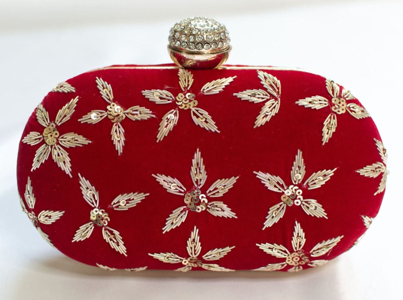 Red Designer Clutch Bag - Minimalistic Ladies evening bag for