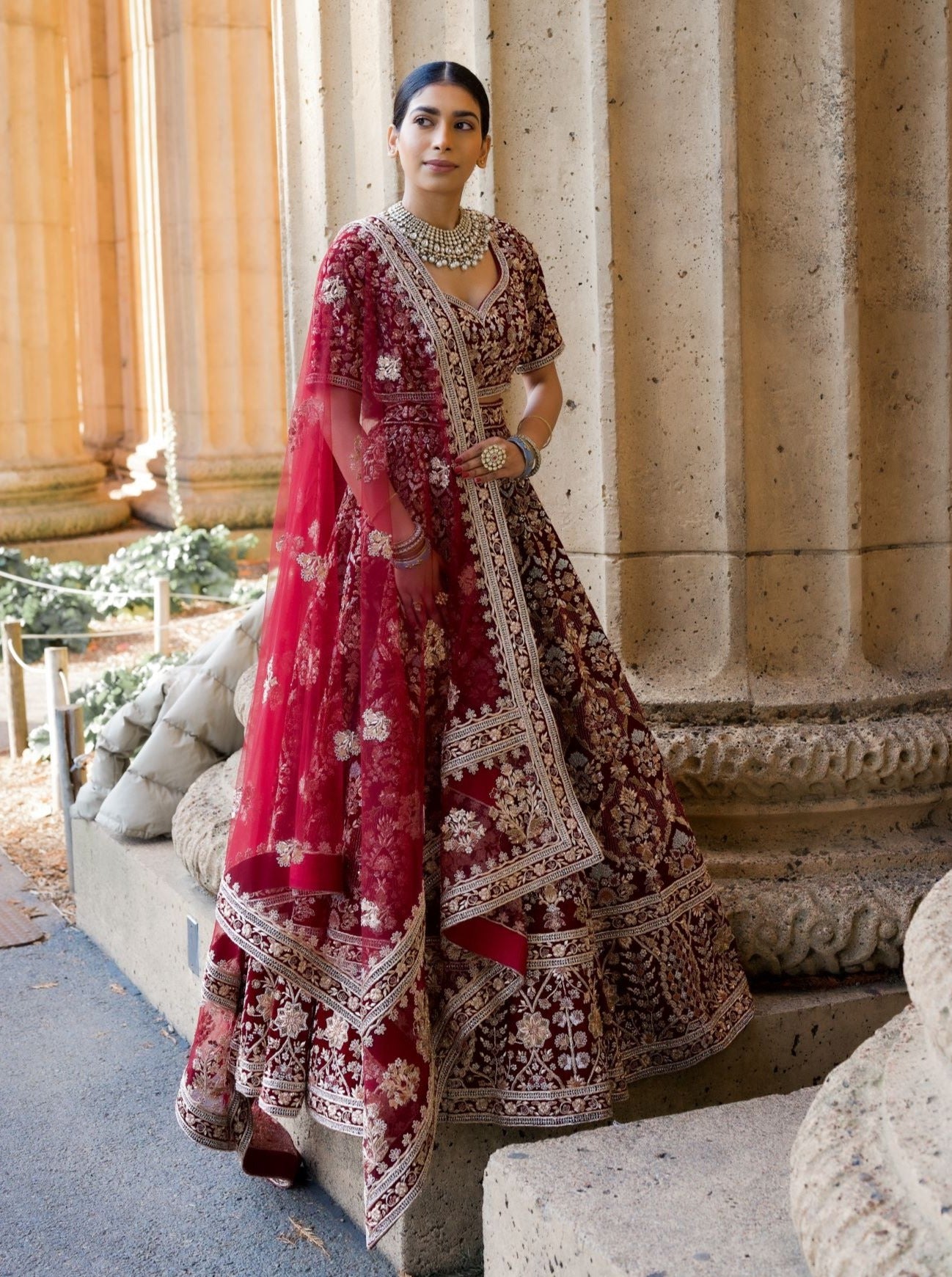 maroon lehenga