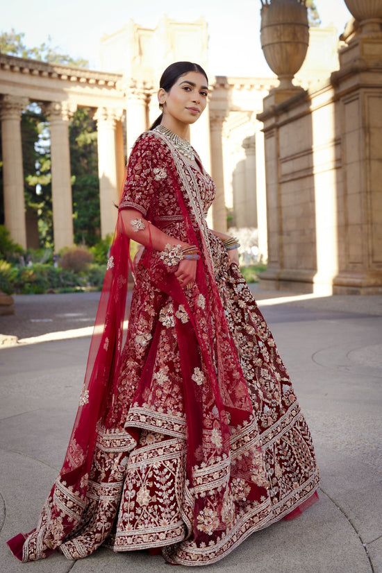 maroon lengha