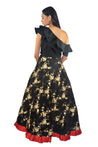 Eros Lengha - One shoulder crop top with black embroidered Lengha - bAnuDesigns