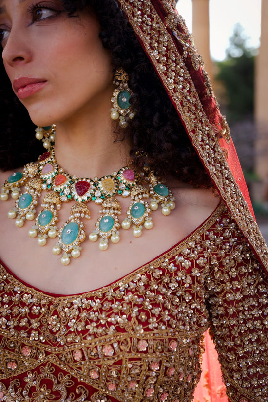 red lengha for wedding